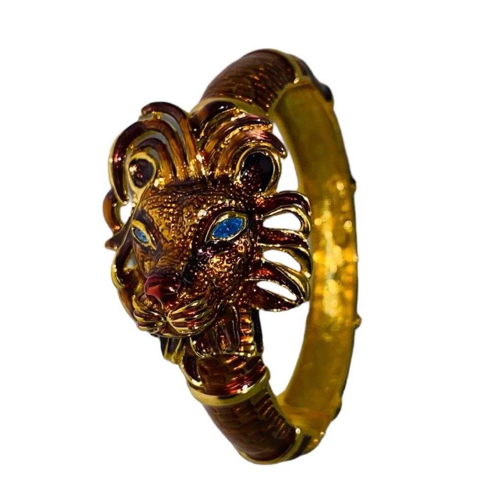 RARE VINTAGE KENNETH JAY LANE(KJL) LION HEAD CLAMPER BRACELET - Picture 3 of 7